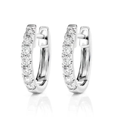 2pt Diamond Hoop Earrings 14k Solid Gold 0.35ctw