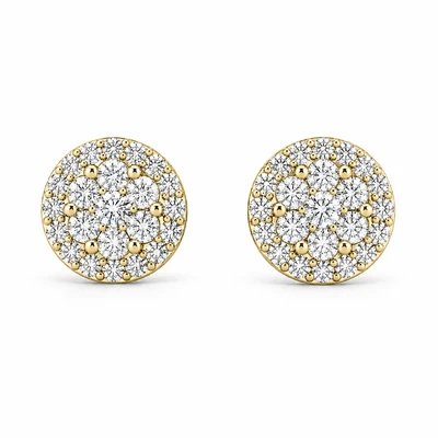 Halo Flower Stud Earrings 14k   1.50ctw