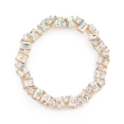 Jagged Baguette Round Circle Open Diamond Pendant 14k Solid Gold 2.95ctw