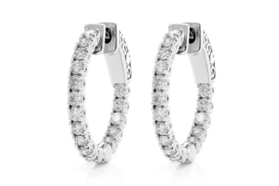 Round Inside-Out Diamond Hoop Earrings 14k   