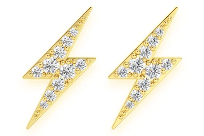 Lightning Bolt Stud Diamond Earrings 14k Solid Gold 0.25ctw