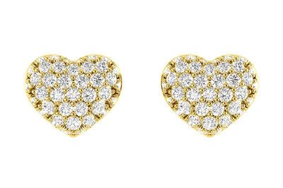 Bubbly Diamond Heart Stud Earrings 14k Solid Gold 0.20ctw 