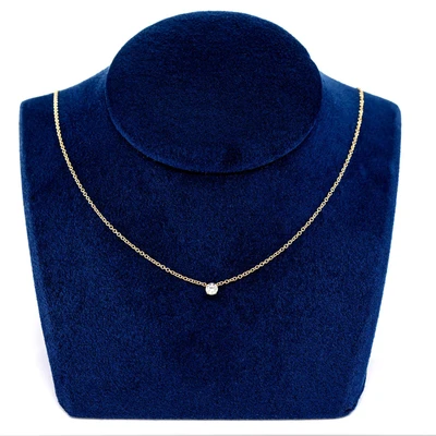 Solitaire Prong Set Diamond Pendant Attached Necklace 14k Solid Gold 0.25ct