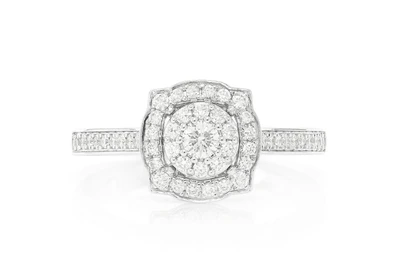 Single Band Square & Round Engagement Ring 14k   