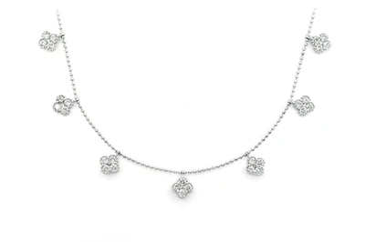 Clover Diamond Necklace 14k Solid Gold 1.75ctw