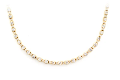 Alternating Small And Large Round Diamond Tennis Necklace Solid Gold 7.60ctw