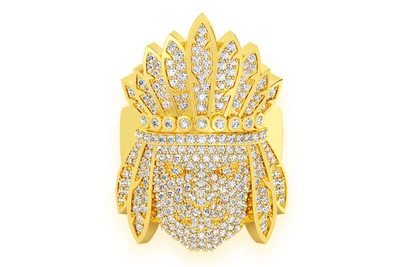 Native American Chief Diamond Ring 14k Solid Gold 1.70ctw