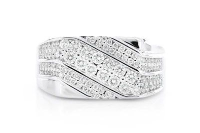 Diagonal Rectangle Signet Diamond Ring 14k Solid Gold 1.00ctw