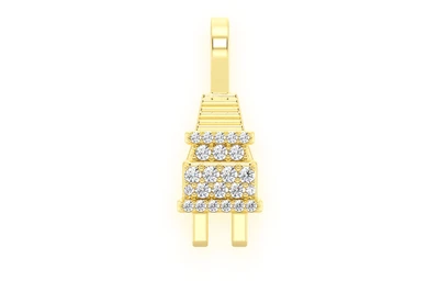 Plug Diamond Pendant 14k Solid Gold .10ctw