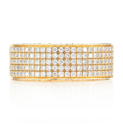 Five Row Pave Diamond Band Ring 14k Solid Gold 1.00ctw 