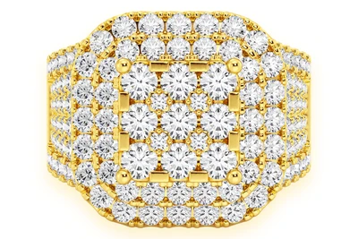 Cushion Shape Signet Diamond Ring 14k Solid Gold 3.35ctw