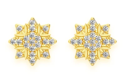 8 Point Star Stud Diamond Earrings 14k Solid Gold 0.10ctw