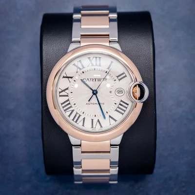 Cartier Ballon Bleu 42MM - (w2bb0004) Steel & Rose Gold - White Roman Dial - Watch & Box