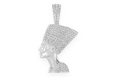 Nefertiti Egyptian Queen Diamond Pendant 14k Solid Gold 1.50ctw