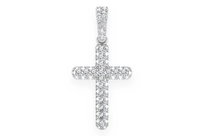 Bubbly Cross Diamond Pendant 14k Solid Gold 0.50ctw