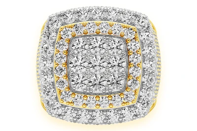 Double Halo Signet Diamond Ring 14k Solid Gold 7.00ctw