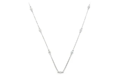 Round Bezel Set Diamond Necklace Connected 14k Solid Gold 0.33ctw