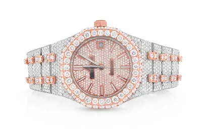 Audemars Piguet Royal Oak Steel 37MM - 22.25ctw Fully Iced Out Conversion Two Tone