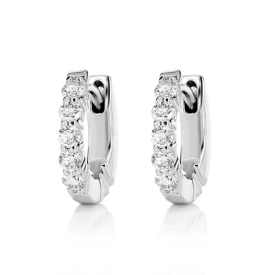 3pt Diamond Huggie Hoop Earrings 14k Solid Gold 0.30ctw