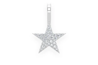Five Point Star Diamond Pendant 14k Solid Gold 0.20ctw