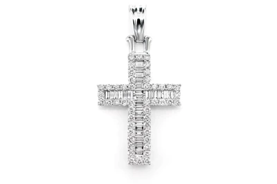 Baguette Halo Diamond Cross Pendant 14k Solid Gold 0.95ctw