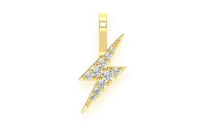 Lightning Bolt Diamond Pendant 14k Solid Gold 0.15ctw