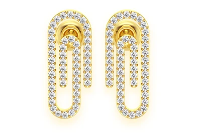Paper Clip Diamond Earrings 14k Solid Gold 0.45ctw