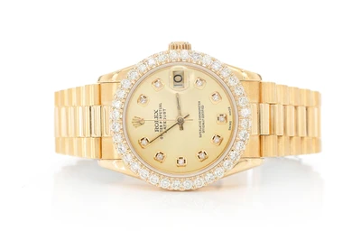 Rolex Datejust 31MM 18k Yellow Gold (68278) - 1.75ctw Diamond Bezel