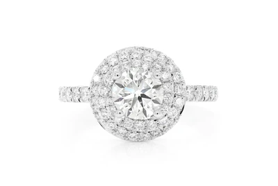 1.00ct Round Solitaire - Double Twist Halo -diamond Engagement Ring - All Natural