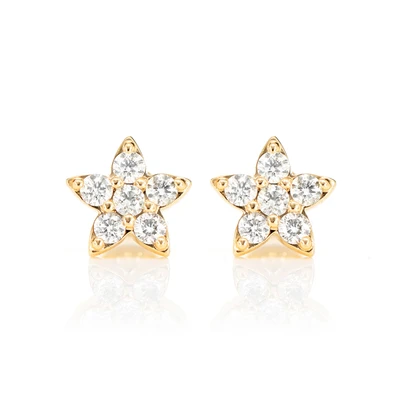 Diamond Petal Flower Stud Earrings 14k Solid Gold 0.50ctw