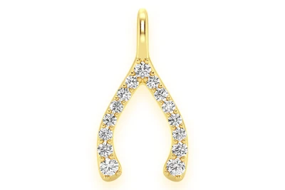 Wishbone Diamond Pendant 14k Solid Gold 0.15ctw