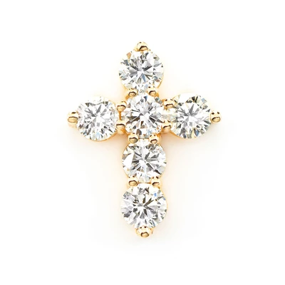25pt Hidden Bail Cross Pendant 14k Solid Gold 1.45ctw