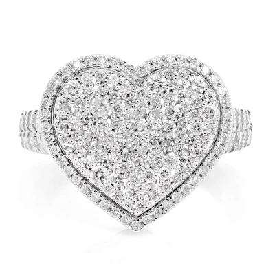 Two Layer Diamond Heart Cocktail Ring 14k Solid Gold 1.50ctw 