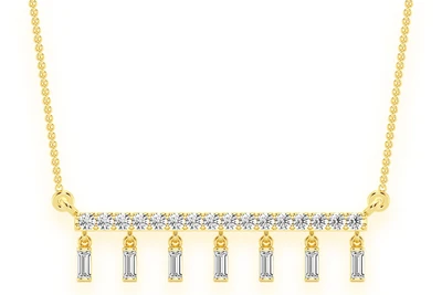 Dangling Baguette Diamond Pendant 14k Solid Gold 0.45ctw