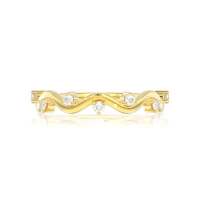 Wavy Diamond Band Ring 14k Solid Gold 0.06ctw