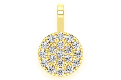 Round Two Tier Halo Diamond Pendant 14k Solid Gold 1.15ctw
