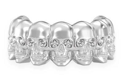 Nine Skulls Diamond Ring 14k Solid Gold 0.40ctw