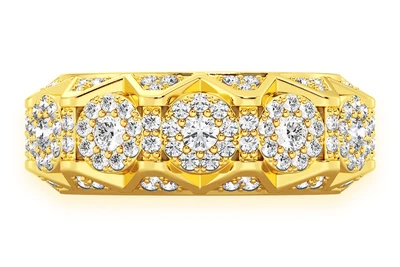 Pyramid Deluxe Diamond Ring 14k Solid Gold 1.30ctw