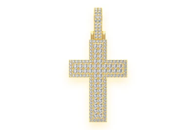 Border Cross Diamond Pendant 14k Solid Gold 4.50ctw