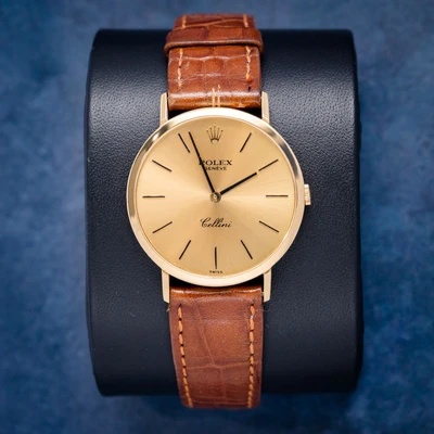 Rolex Cellini 32MM (model # 4112) 1976 Production - Yellow Gold - Brown Leather Strap