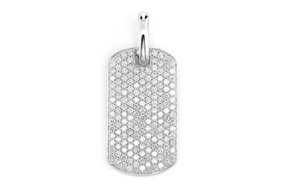 Diamond Pave Dog Tag Pendant 14k Solid Gold 3.30ctw