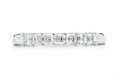 Asscher Diamond Band 14k Solid Gold 0.60ctw