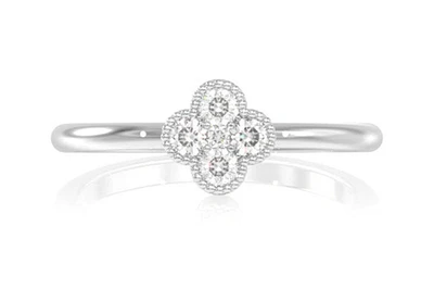 Diamond Clover Ring 14k Solid Gold 0.25ctw