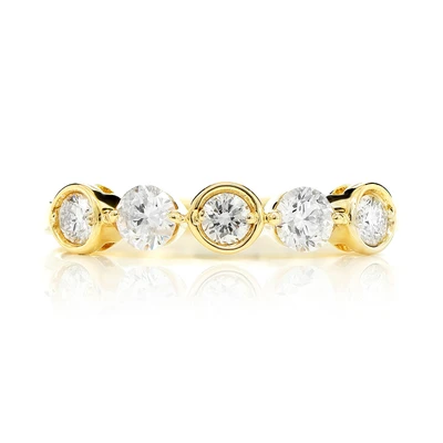 Dual Setting Round Diamond Band Ring 14k Solid Gold 0.55ctw 