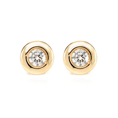 Wide Bezel Set Diamond Stud Earrings 14k Solid Gold 0.75ctw