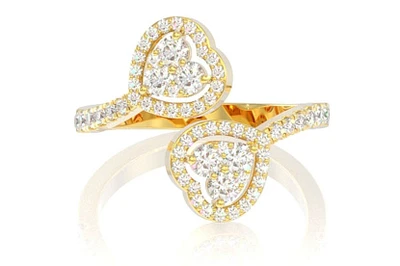 Mosaic Heart Wrap Ring 14k   