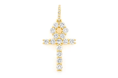 Ankh Diamond Pendant 14k Solid Gold 2.35ctw