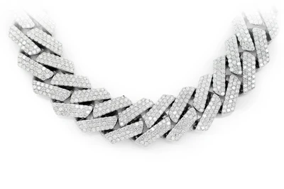 22MM Raised Prong Miami Cuban Diamond Necklace 14k Solid Gold 73.25ctw