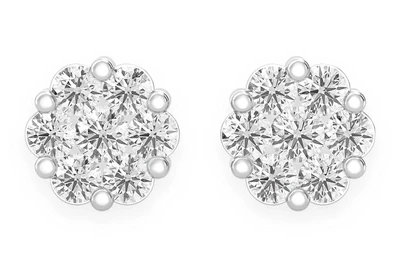 0.75ctw Flower Stud Diamond Earrings 14k Solid Gold