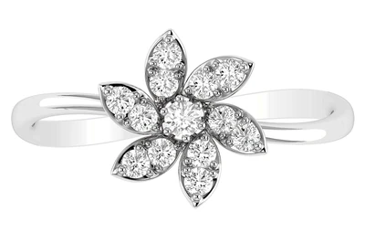 Flower Diamond Ring 14k Solid Gold 0.25ctw